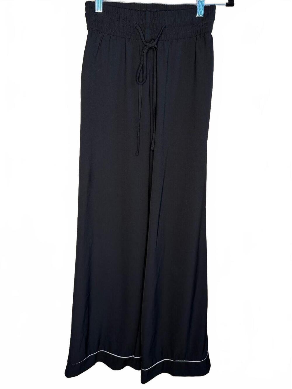 New York & Company XS Black Wide Leg Lounge Pants with Drawstring Waist